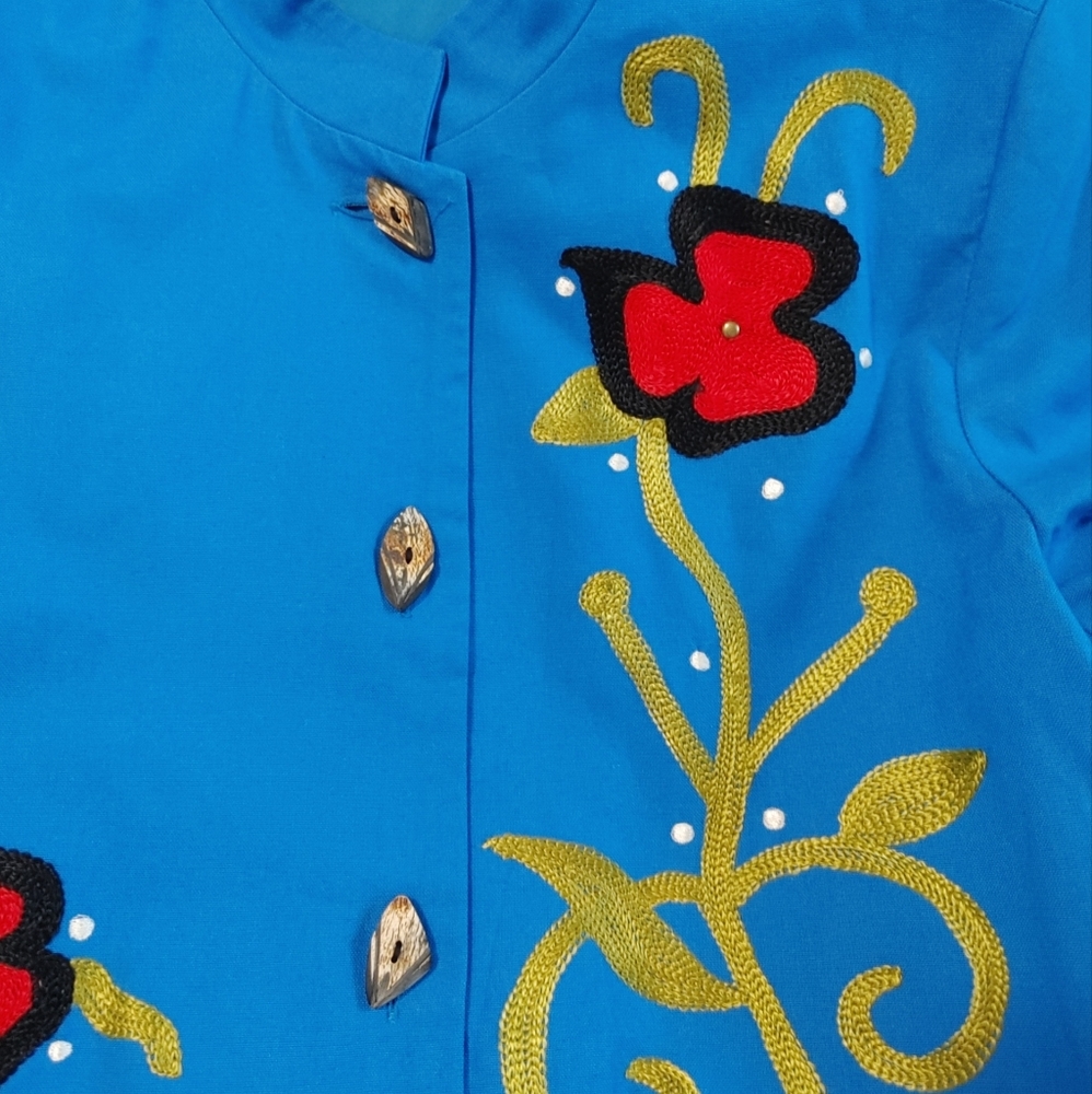 VTG Alex Kim Embroidered Tunic Duster Coat - Picture 13 of 16